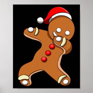 Póster Hombre de jengibre haciendo dab Navidad Verano Niñ