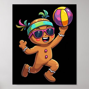 Póster Hombre de jengibre jugando Navidades de voleibol n