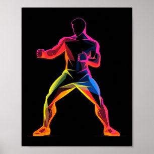 Póster Hombre de kickboxing estilo caricatura kickboxer s