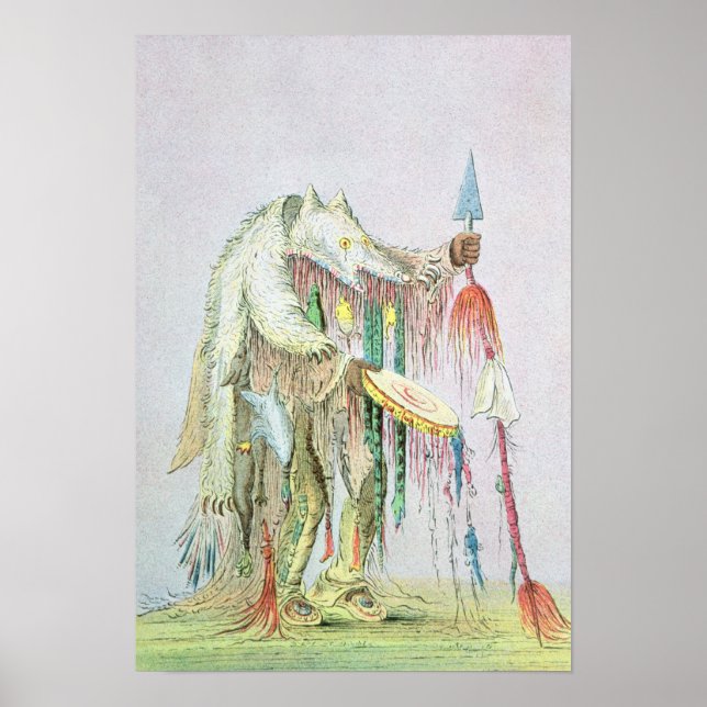 Póster Hombre de medicina de pie negro (Frente)