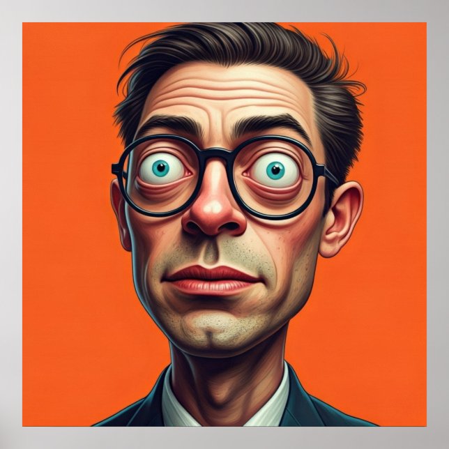 Póster Hombre de negocios divertido de ilustracion impres (Frente)