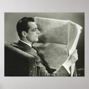 Póster Hombre de negocios que lee el periódico