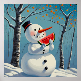 Póster Hombre de nieve come sandía
