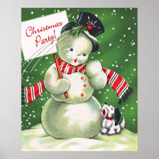 Póster Hombre de nieve con perro