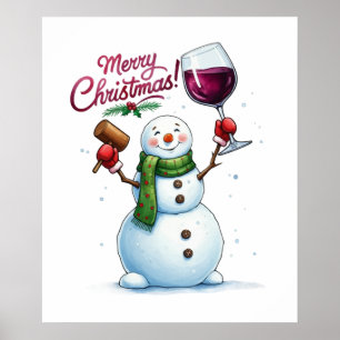 Póster hombre de nieve de Navidad bar salón fiesta de beb
