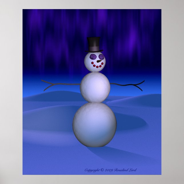 Póster Hombre de nieve de noche (Frente)