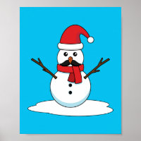 Hombre de nieve gracioso con bigote y garrapata