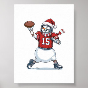 Póster Hombre de nieve jugador de fútbol Navidad 2026 Fie