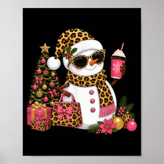 Póster Hombre de nieve leopardo de Navidad Boujee Fiesta