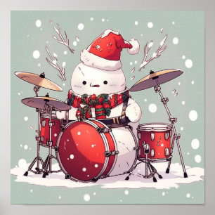 Póster Hombre de nieve toca los tambores