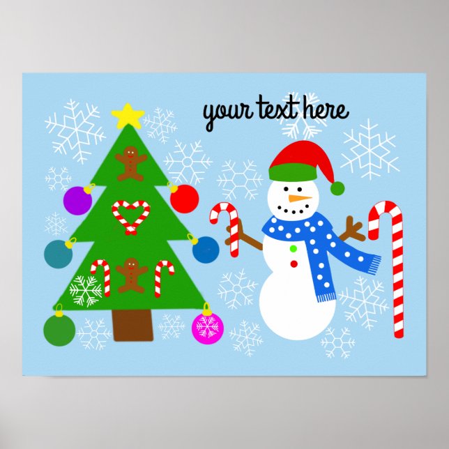 Póster Hombre de nieve y árbol de Navidad #2 Poster (Frente)