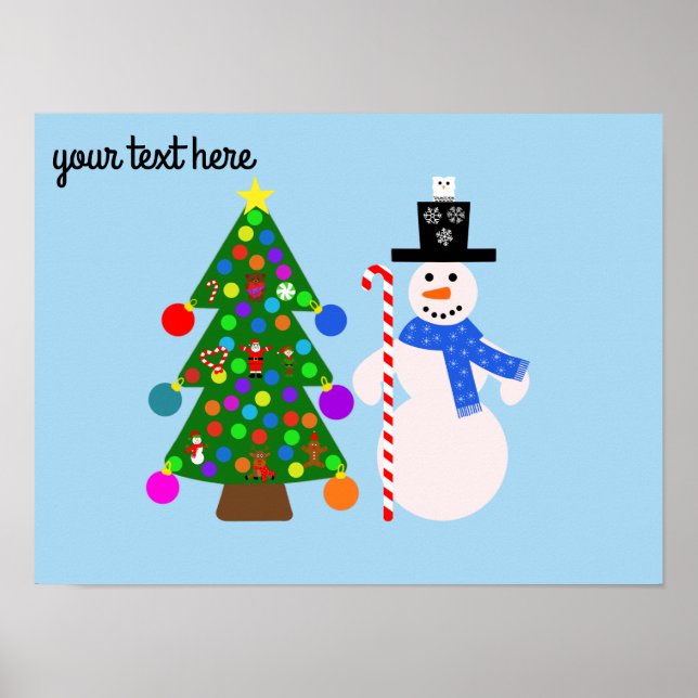 Póster Hombre de nieve y árbol de Navidad #3 Poster (Frente)