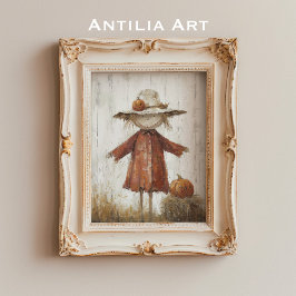 Póster Hombre de paja vintage con pintura de retrato de e