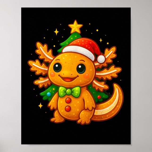 Póster Hombre de pan de jengibre Axolotl Árbol de Navidad (Frente)