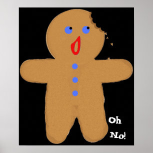 Póster Hombre de pan de jengibre con cruz Bite Halloween,