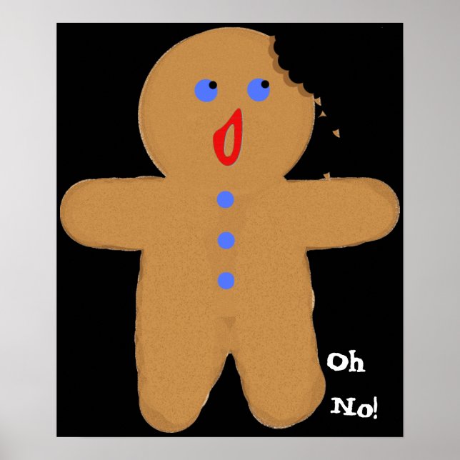 Póster Hombre de pan de jengibre con cruz Bite Halloween, (Frente)