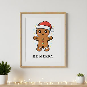 Póster Hombre de pan de jengibre con Navidades de Santa H