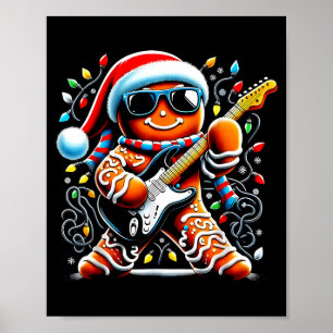 Póster Hombre de pan de jengibre estrella de rock Navidad