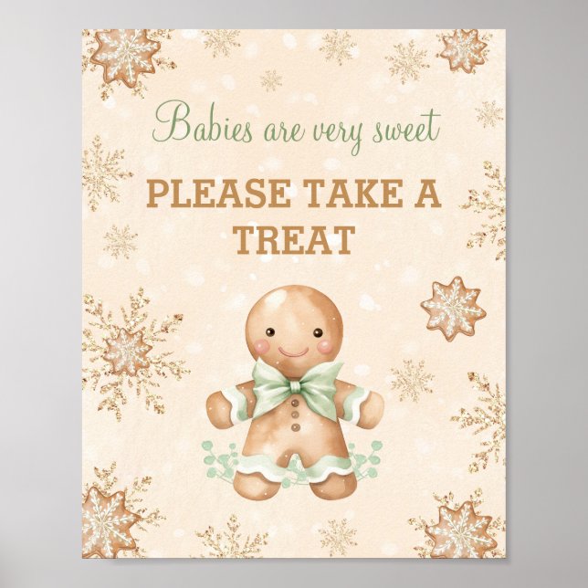 Póster Hombre de pan de jengibre Navidades Baby Shower fa (Frente)