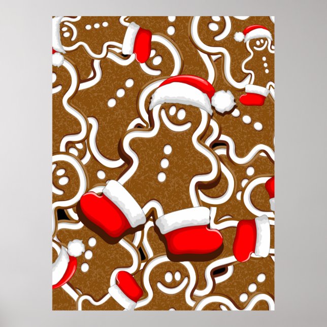 Póster Hombre de pan de jengibre Navidades Santa Claus (Frente)