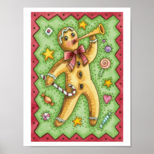 Póster Hombre de pan de jengibre que sopla el cuerno, Nav