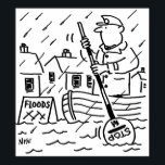 Póster Hombre de pop corría un bote en las inundaciones<br><div class="desc">Un hombre de la música pop cortando un bote en las inundaciones y usando su langostino como oreja. Personalizado que muestra a un hombre de pop,  un guardia de cruce,  un empleado de cruce o una patrulla de la escuela</div>