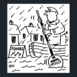Póster Hombre de pop corría un bote en las inundaciones<br><div class="desc">Un hombre de la música pop cortando un bote en las inundaciones y usando su langostino como oreja. Personalizado que muestra a un hombre de pop,  un guardia de cruce,  un empleado de cruce o una patrulla de la escuela</div>