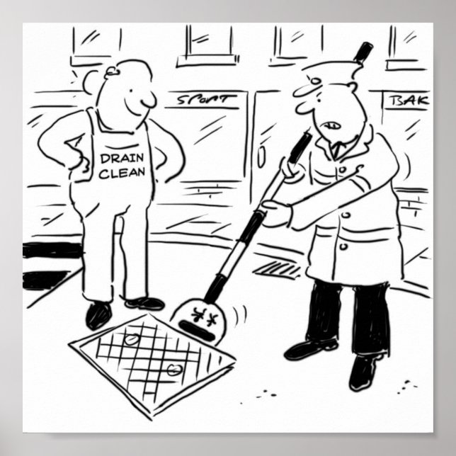 Póster Hombre de pop de línea usa su Rótulo para levantar (Frente)