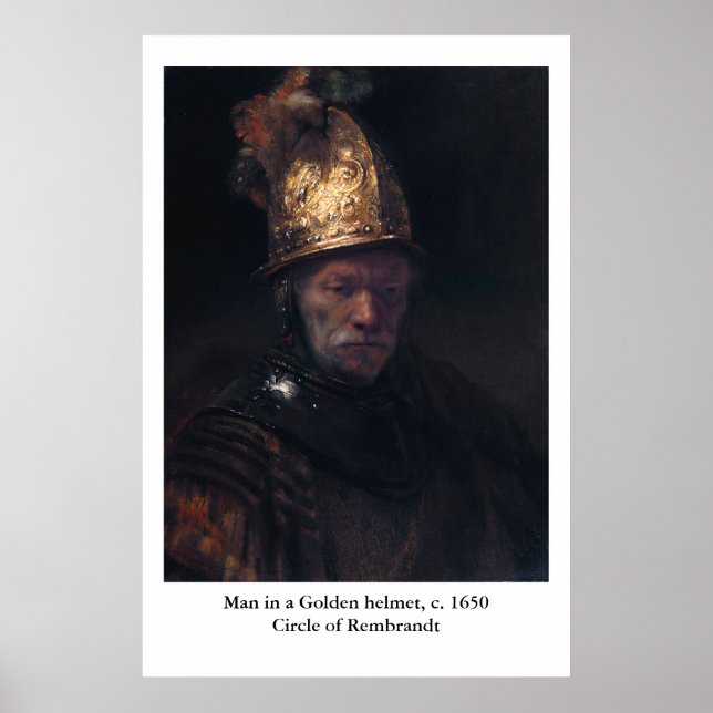 Póster Hombre de Rembrandt con casco de oro (Frente)