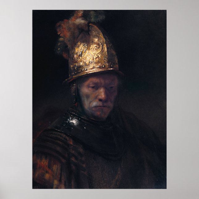 Póster Hombre de Rembrandt con un casco dorado (Frente)
