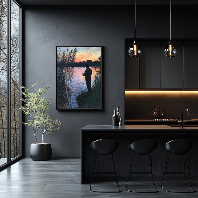 Póster Hombre de silueta pescando al atardecer - Impresio (Subido por el creador)