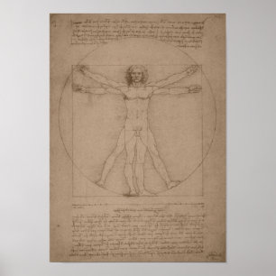 Póster Hombre de Vitruvian -- Leonardo da Vinci
