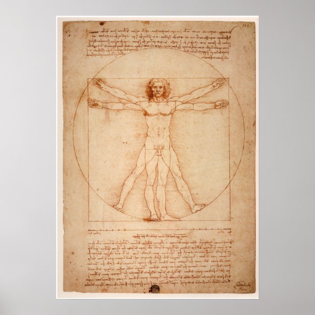 Póster Hombre de Vitruvio de Leonardo da Vinci (Frente)