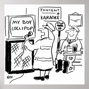Póster Hombre del pop de Lollipop disfruta del karaoke