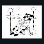 Póster Hombre del pop tomando el sol en un Ilustracion su<br><div class="desc">Un hombre de solárium,  con un ilustracion surrealista personalizado,  en blanco y negro. Personalizado que muestra a un hombre de pop,  un guardia de cruce,  un empleado de cruce o una patrulla de la escuela</div>