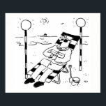 Póster Hombre del pop tomando el sol en un Ilustracion su<br><div class="desc">Un hombre de solárium,  con un ilustracion surrealista personalizado,  en blanco y negro. Personalizado que muestra a un hombre de pop,  un guardia de cruce,  un empleado de cruce o una patrulla de la escuela</div>