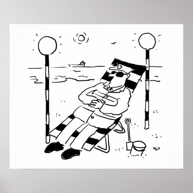 Póster Hombre del pop tomando el sol en un Ilustracion su (Frente)