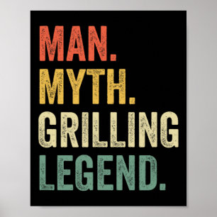 Póster Hombre divertido de barbacoa a la parrilla Mito Le