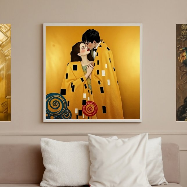 Póster Hombre elegante y mujer besando ❤️ Art Nouveau (Subido por el creador)