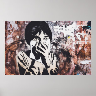 PÓSTER HOMBRE EN ILUSTRACION DE CAMISETAS NEGRO Y BLANCO