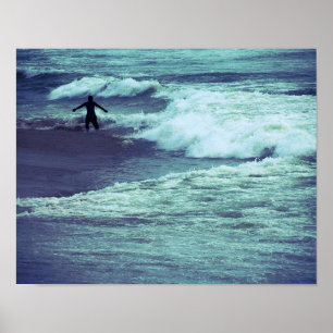 Póster Hombre en las olas del mar
