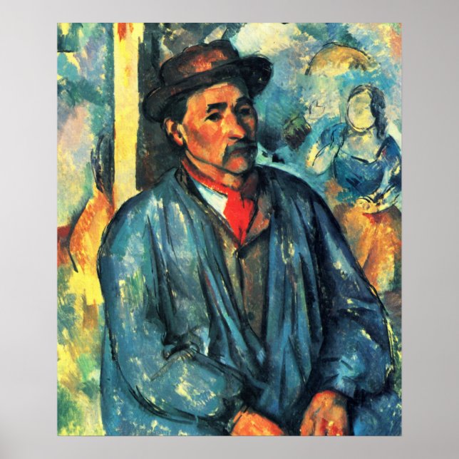 Póster Hombre en un Smock azul - Paul Cezanne - c1896 (Frente)