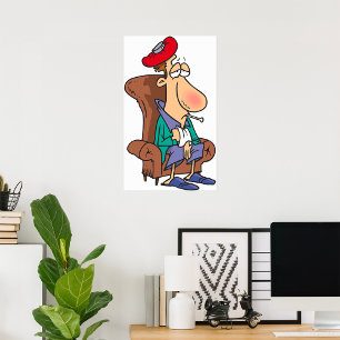 Póster Hombre Enfermo Agotado Sentado en Silla