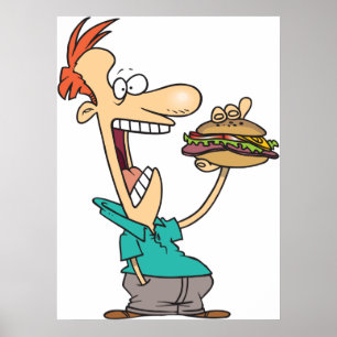 Póster Hombre Gracioso Comiendo Un Sandwich