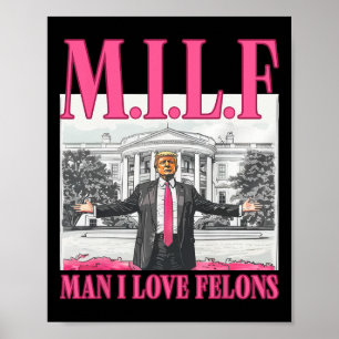 Póster Hombre I Love Felons Donald Trump Pink Funny 2024 