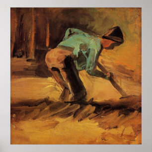 Póster Hombre inclinado con bastón, pala de Vincent van G