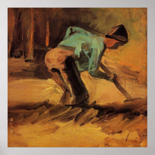 Póster Hombre inclinado con bastón, pala de Vincent van G