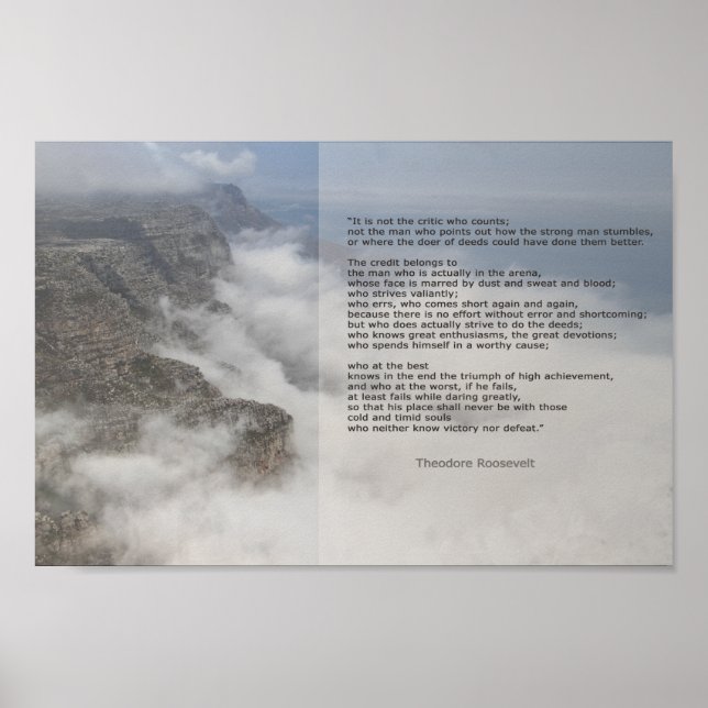 Póster Hombre inspirador en la cita de Roosevelt en Arena (Frente)