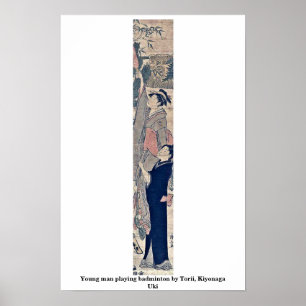 Póster Hombre joven que juega a bádminton por Torii,