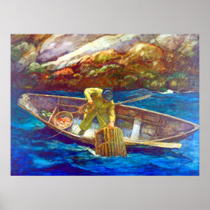 Póster Hombre langosta de Deep Cove N. C. Wyeth ca. 1938
